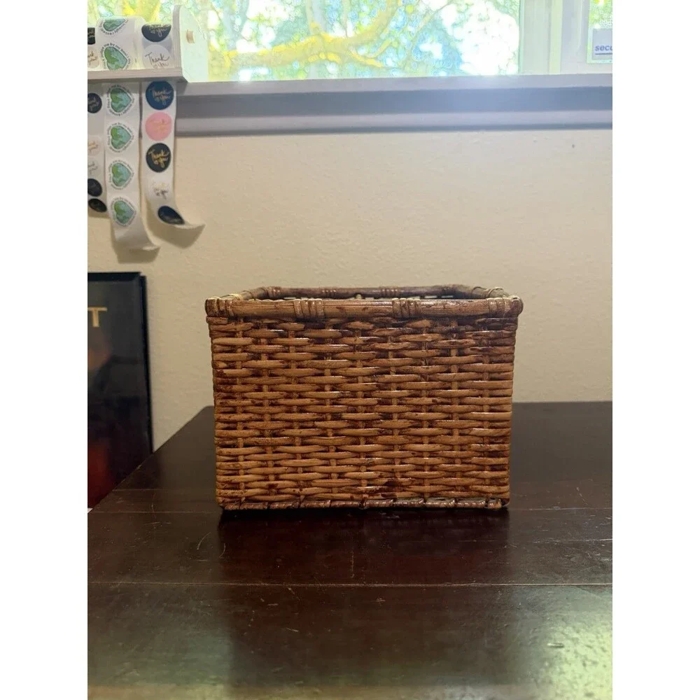 Vintage Wicker 3 Compartment Storage Basket - Multi Use Brown